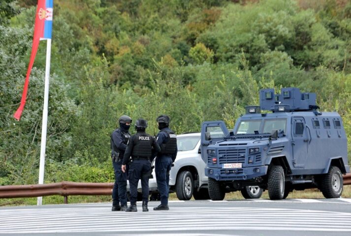 Njësitë e Policisë së Kosovës afër fshatit Banjskë në Zveçan, 25 shtator 2023 Foto: EPA-EFE/Djorde Savic Foto: EPA-EFE/Djorde Savic